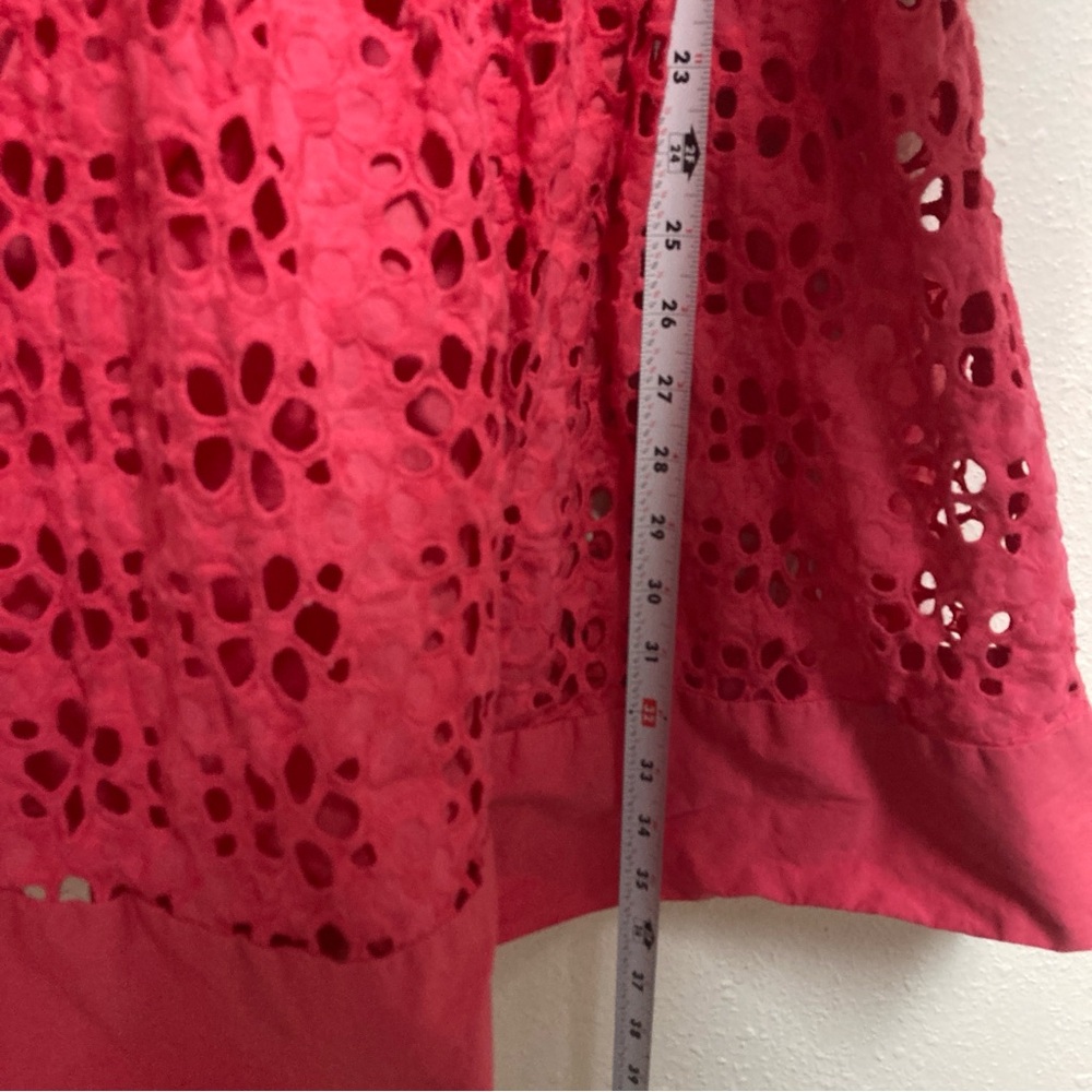 Eliza J Women’s Hot Pink A-line Dress Sleeveles Embroidered Cotton Size 6 - Picture 13 of 16